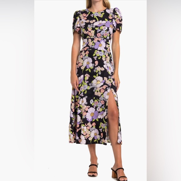 AFRM Jamie Print Open Back Short Sleeve Dress - Picture 1 of 14